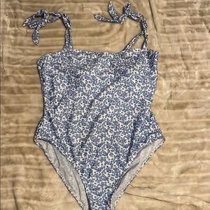 SHEIN Blue Floral One-Piece Swimsuit